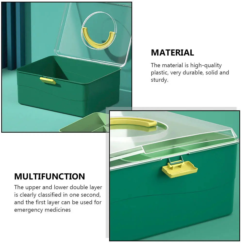 1 قطعة صندوق الطوارئ المحمولة الطب حقيبة للتخزين مقبض قوي تصميم مريح سهل الحمل في الهواء الطلق الاستخدام المنزلي الأخضر #5