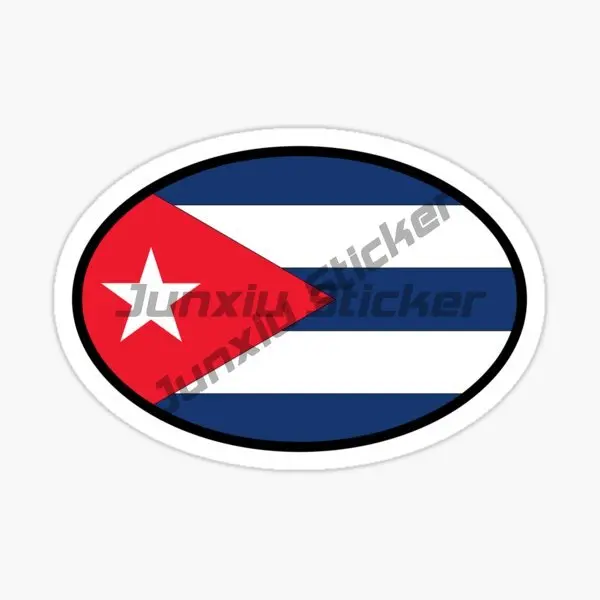 Cuba - Cuban Flag Oval Country Code Sticker Vinyl Car Motorbike Decals Uv Decoration Accessories