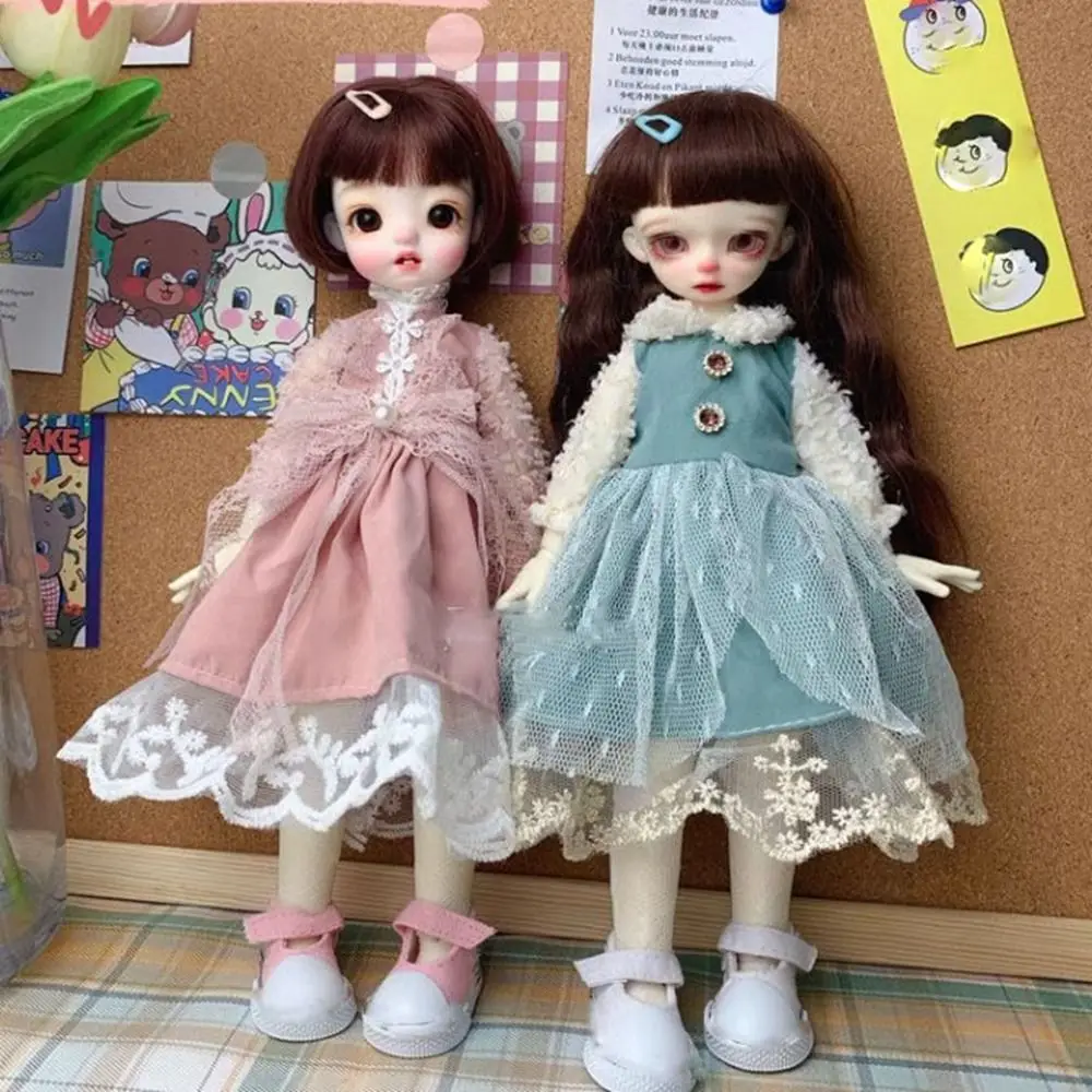 Handmade Doll Long Sleeve Casual Fashion Lace Dresses Clothes with Socks DIY Accessories for 1/6 BJD 30cm Dolls