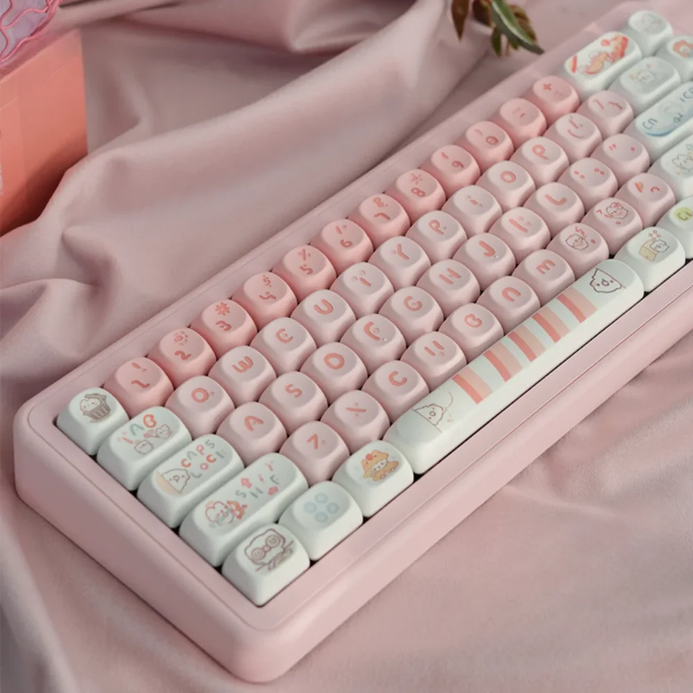 Imagem -02 - Bonito Binário Rosa Moa Keycaps Pbt 145 Chaves Personalizado Personalizado Original Teclado Mecânico mx Switch 60 64 84 98 108