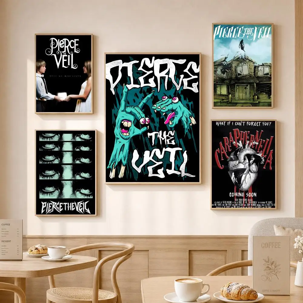 Band P-Pierce The Veil Painting Calligraphy High-Definition With Textured Finish Modern Style For Hallway Wall Art Decor