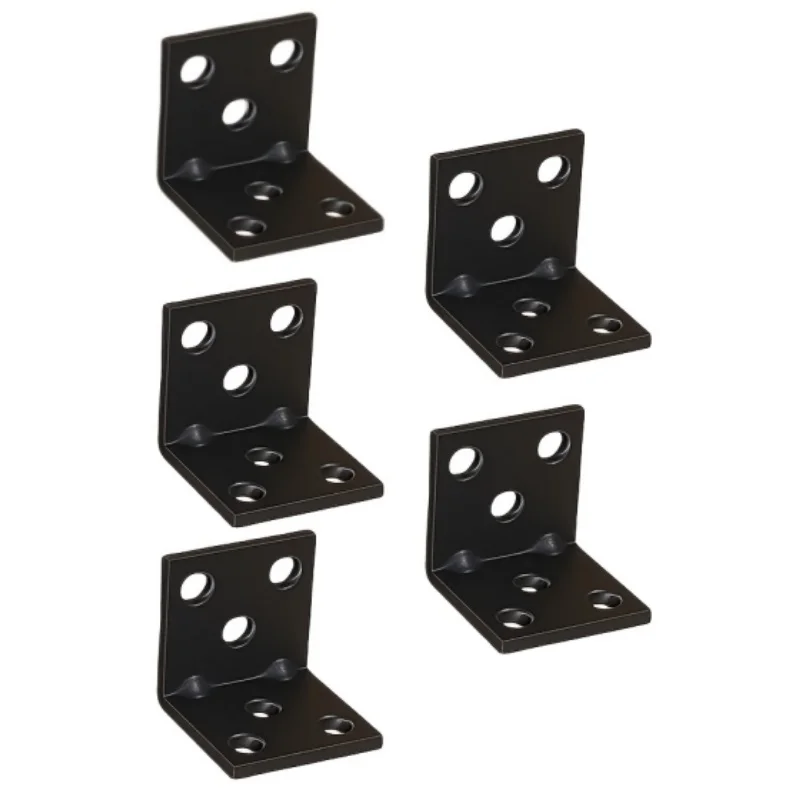 5 pieces of thick angle brackets, in silver and black, 90-degree right-angle fixers, multi-functional L-shaped angle iron