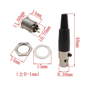 2 Buah Mini XLR 3/4/5/6 Pin Steker Pria Dudukan Panel Sasis Mini XLR Soket Wanita Jack Audio Mikrofon Kabel Penyolderan Konektor 10 panel xlr penjualan terbaik - №