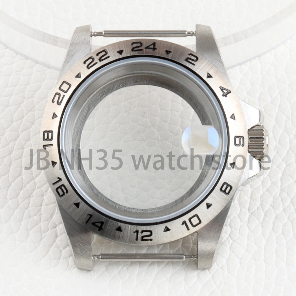 Cassa per orologio in argento da 39 mm Vetro zaffiro in acciaio inossidabile per Explorer Seiko NH34 NH35 NH36 NH38 Movimento automatico Quadrante da 28,5 mm