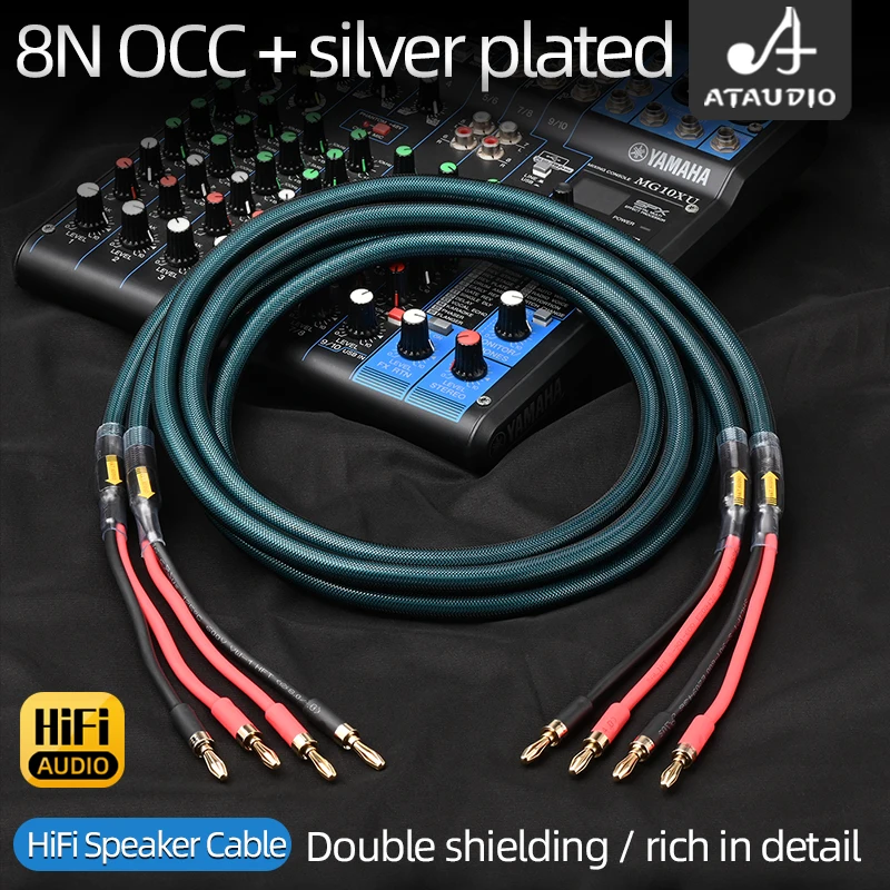 Ortofon HiFi Speaker Cable for Amplifier Sound Hi-end 8N OCC Silver-plated Loudspeaker Wire with Banana Y Plug Cable