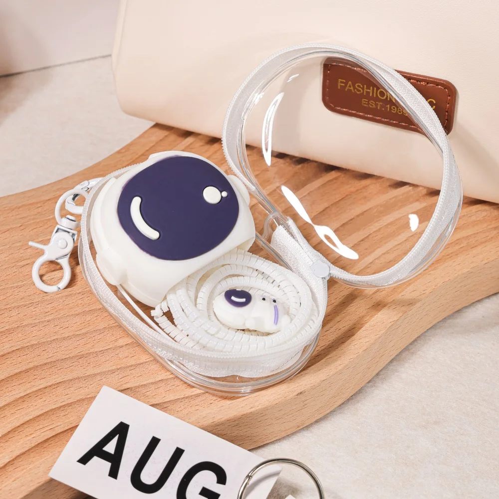 Portable Mini Clear Zipper Storage Bag Charger Head Protective Cover Organizer Winder Accessories With Cute Charging Case