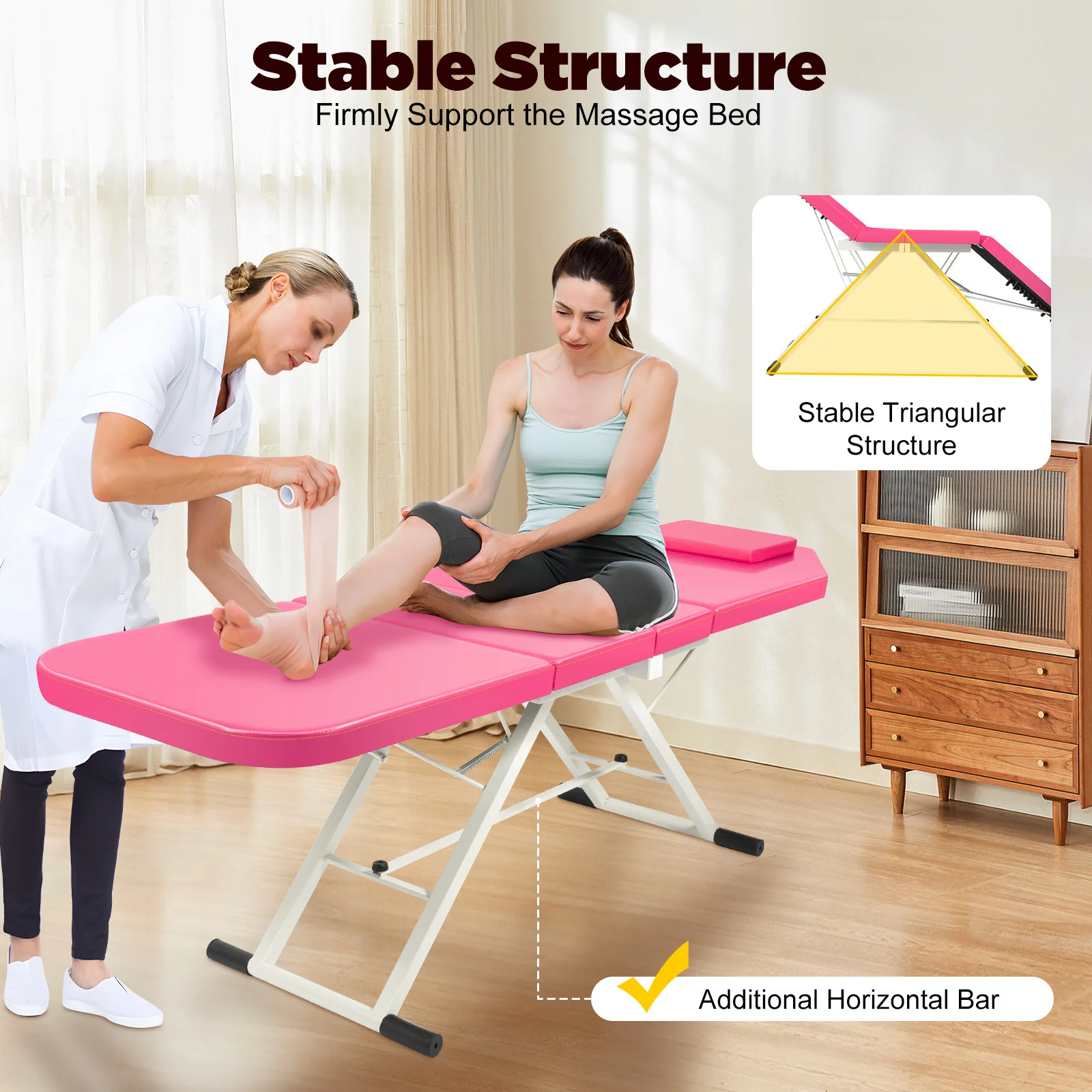 Massage Table Therapy Lounger Mobile Massage Bed Massage Table Wide Height Adjustable Portable Massage Bench for Physiotherapy