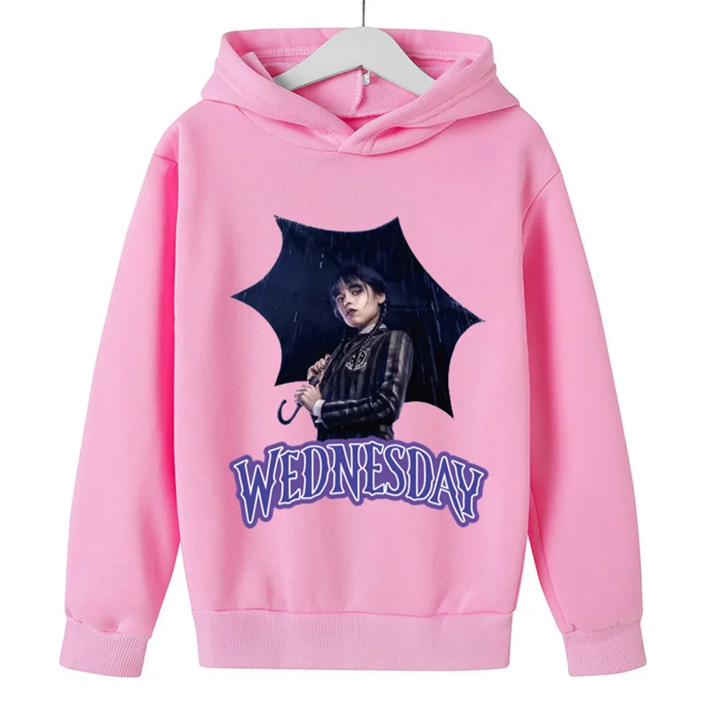 2024 New Wednesday Addams Children Hoodie Spring Autumn Long Sleeve Pullover Sport Costume Boy Girl Clothing Fashion Sweatshirt