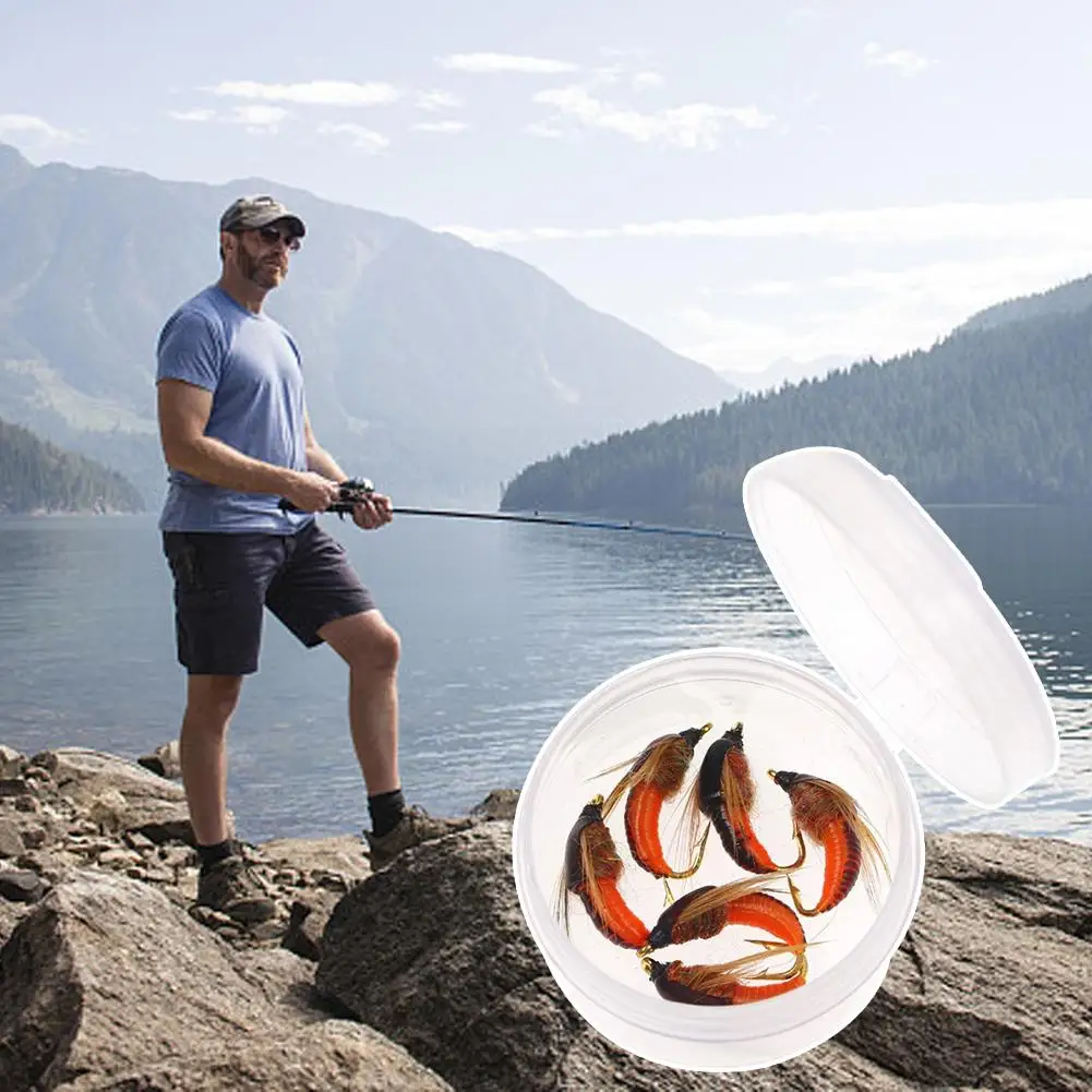 6 قطعة/صندوق واقعية سكود يطير لصيد سمك السلمون المرقط الاصطناعي الحشرات الطعم إغراء سكود دودة الصيد إغراء لصيد الأسماك اكسسوارات