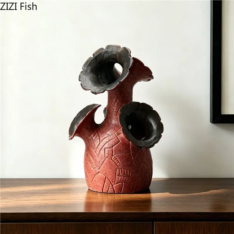 Vintage Multi Horn Ceramic Vase Ornament Flower Arrangement Decorative Vases Hydroponic Vase Dried Flower Vases Decoration