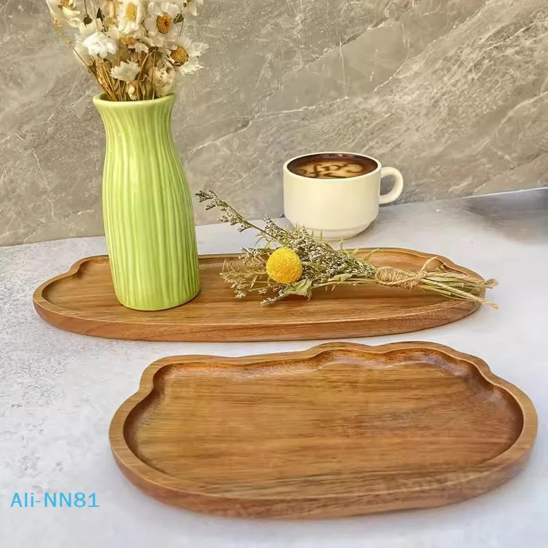 【N】Tablett aus Holz im japanischen Stil für Tee, Kaffee, Obst, Dessert, Süßigkeiten, Holz, dekorativ, für Brot, Snacks, Kuchen, Essen, Tabletts, Geschirr