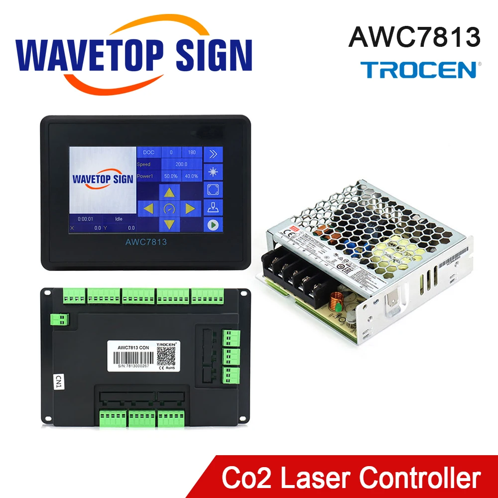 Trocen awc7813 awc708s sistema de controle laser co2 para máquina corte gravação a laser co2 substituir 7awc708c lite ruida leetro