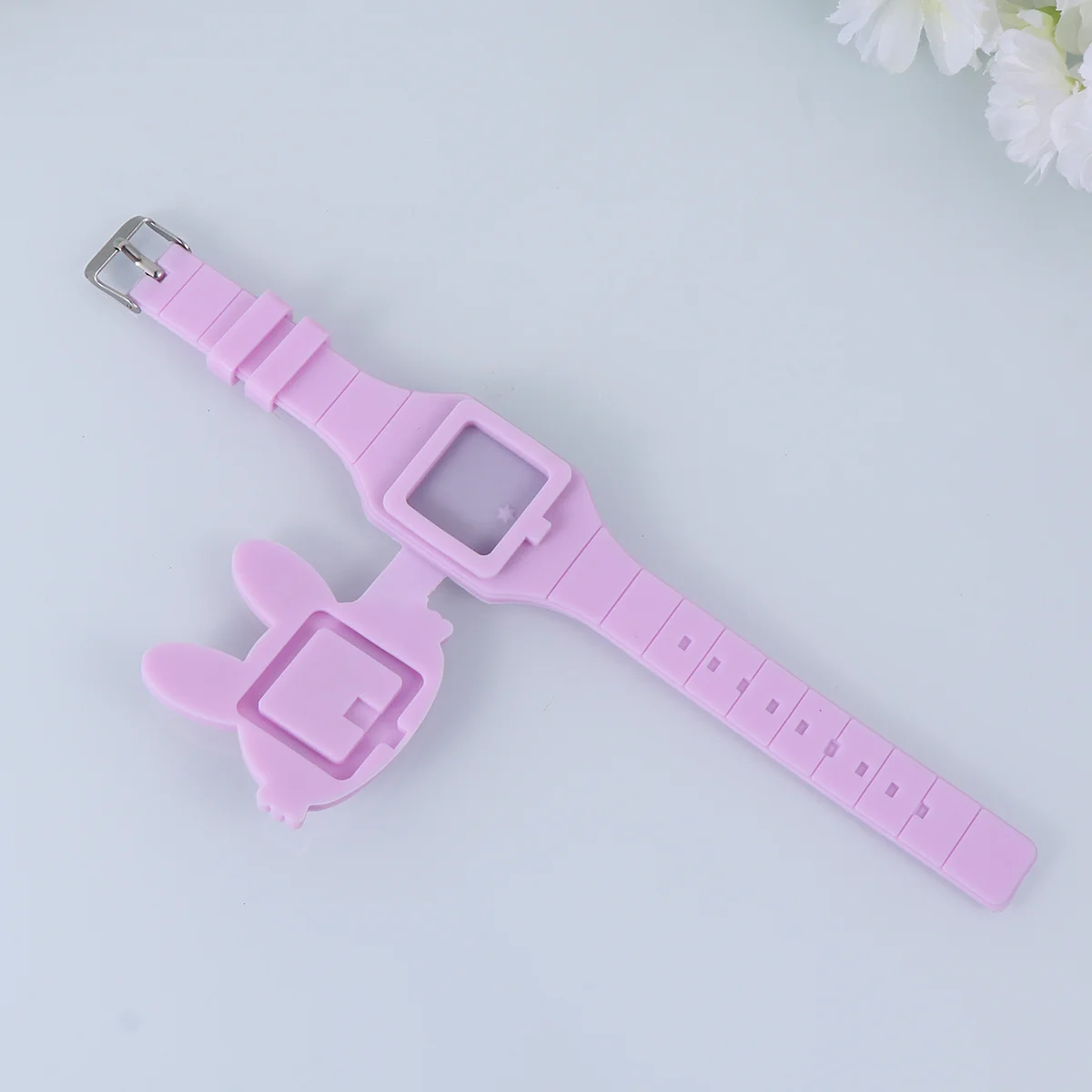 Cartoon Rabbit Watch Silicone LED Digital Wristband Clock Birthday Party Favor Gift for Purple