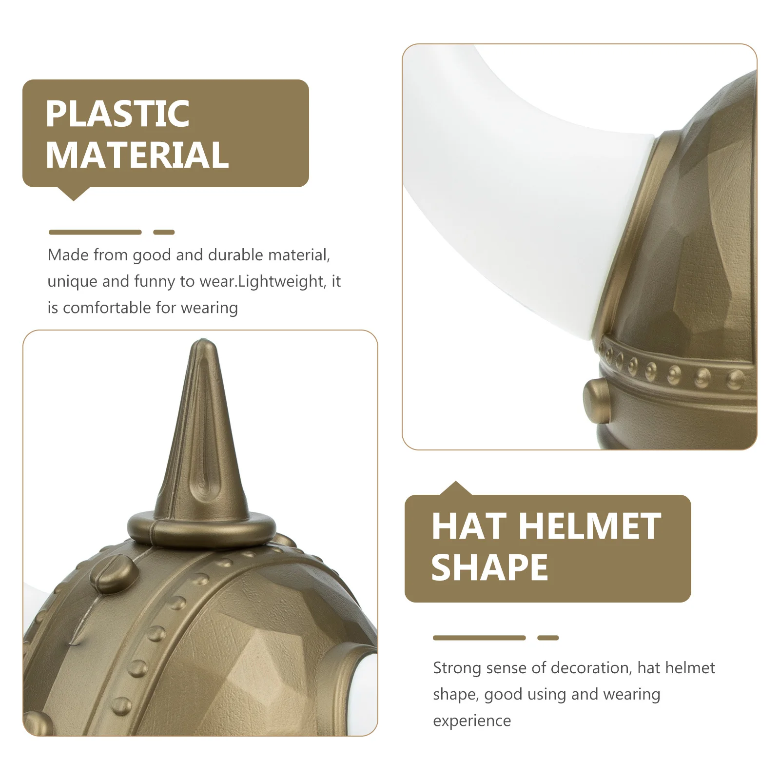 

Viking Horn Hat Ox Costume Golden Color Adult Men Lightweight Comfortable Decorative Halloween Masquerade Party