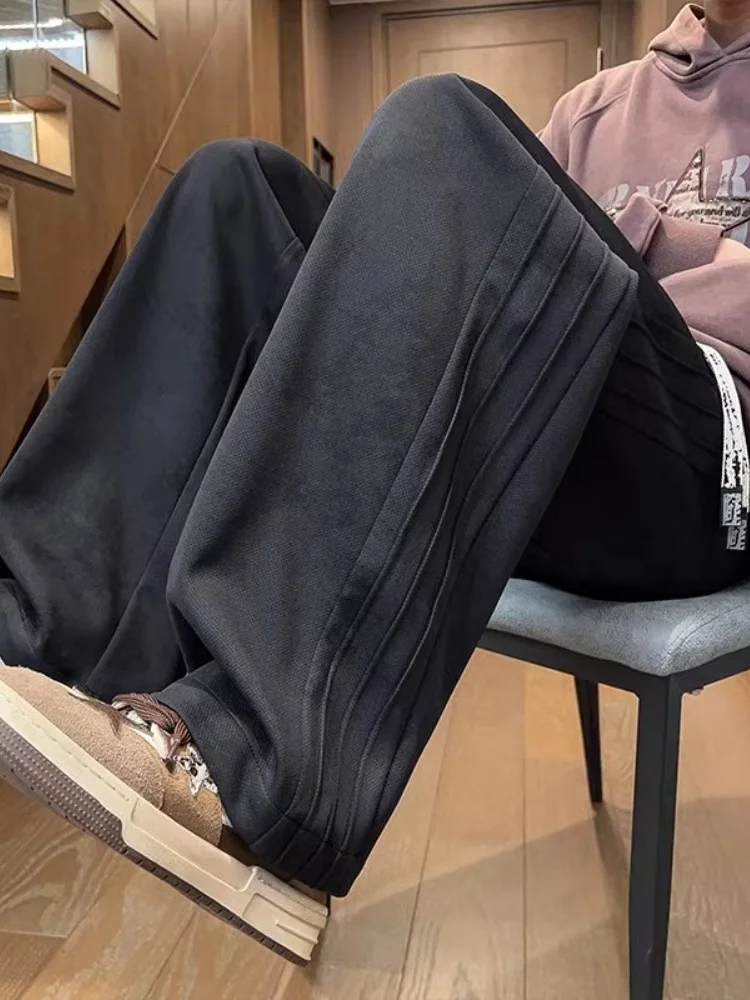 

Men's Spring Autumn Straight Leg Loose Fit Sweatpants American Retro Tie Dye Dir Pants Design Sense Trousers Casual Pants