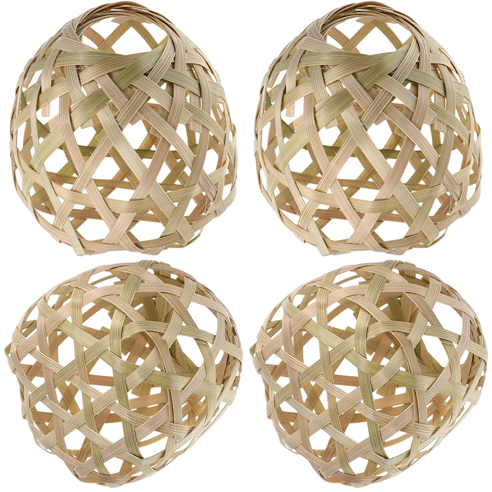 

4 Pcs Bamboo Lampshade Bulb Shades Woven Ceiling Lights Cover Replacement Basket