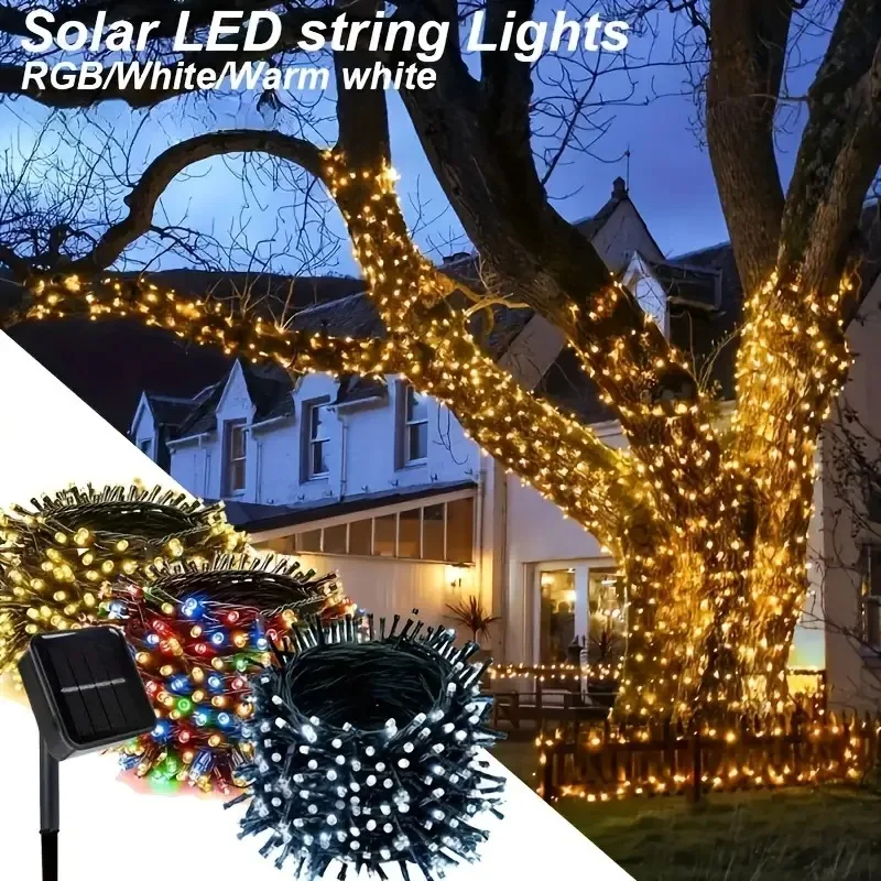 LED solar outdoor waterproof light strings, Christmas decorative lights, garden and courtyard New Year's colorful lights