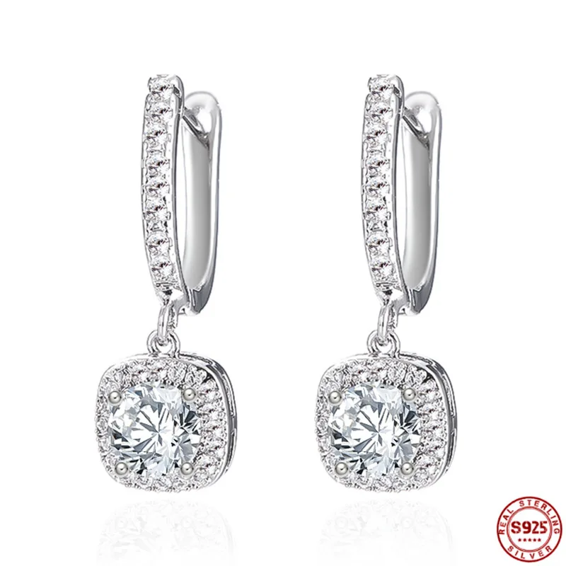 2CT Moissanite Huggie Hoop Earring for Women Lab Created Diamond 925 Sterling Silver Dainty Hoop Dangle Earring Fine Jewelry