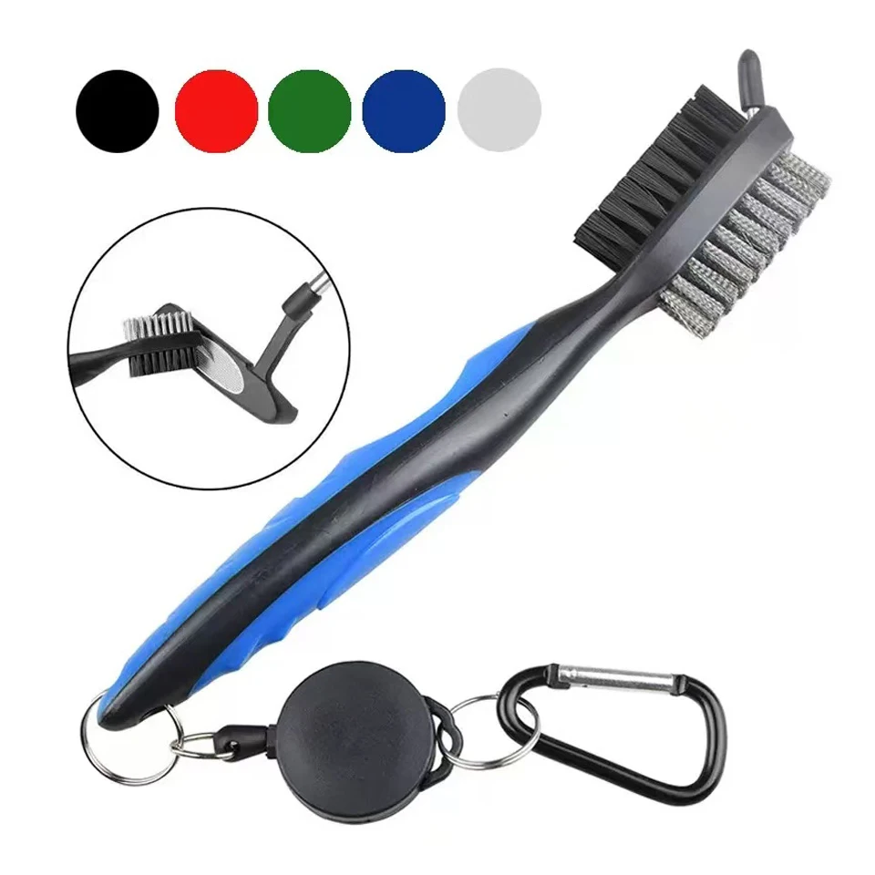 2-Sided Golf Club Brush with Nylon & Steel Bristles - Dual-Use Putter Wedge Groove Cleaner Kit, Golf Accessories Cleaning Tool