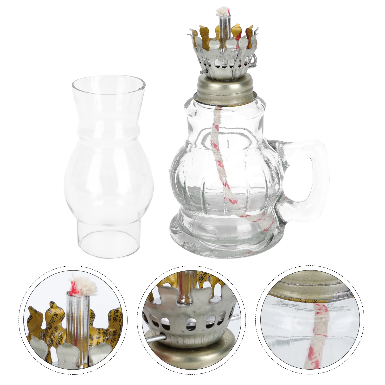 Kerosene Lamp Lighting Tool Glass Oil Retro Decor Lantern Cover Desktop