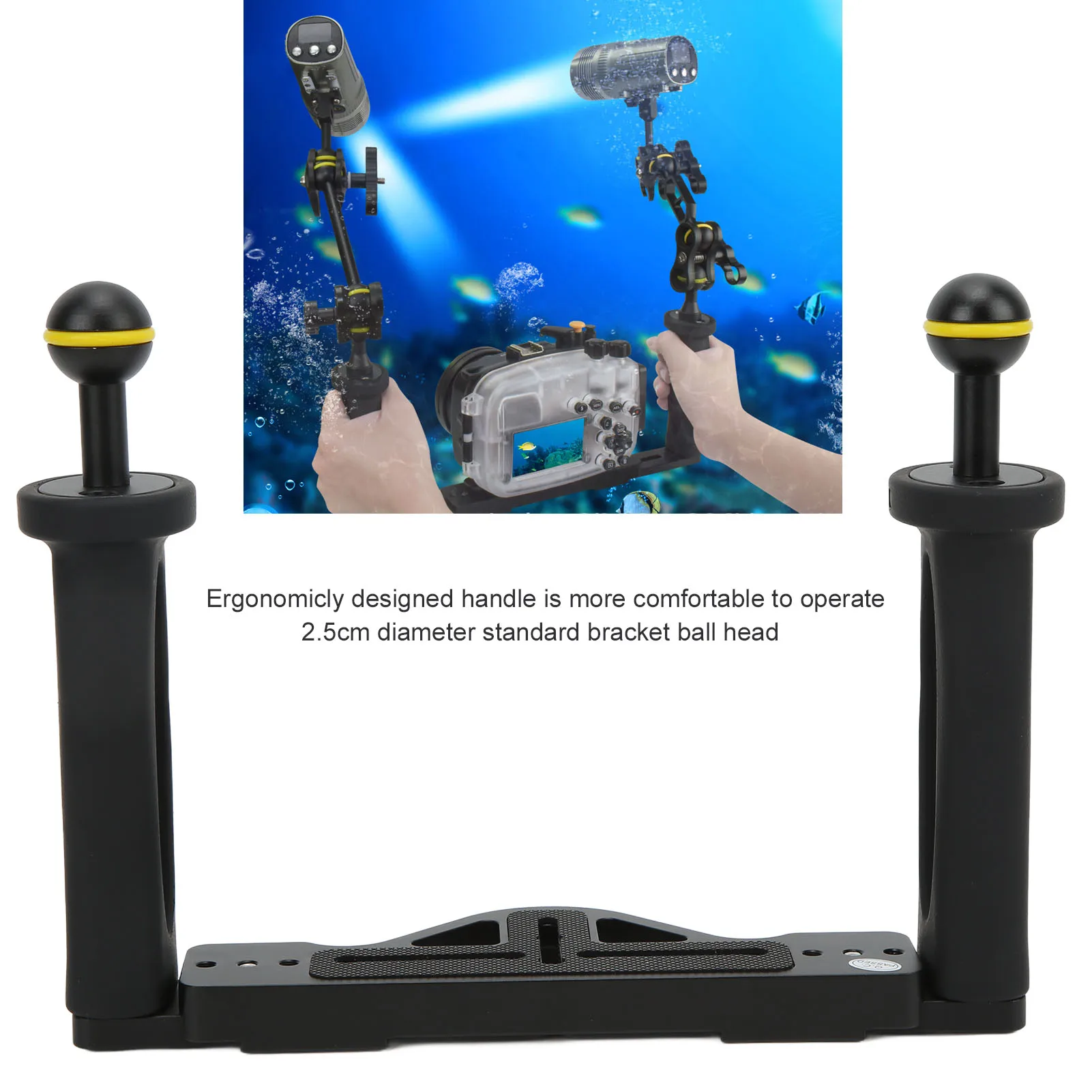 Underwater Camera Tray TS‑7 Dual Handle Diving Action Camera Stabilizer Light Holder Waterproof for Underwater Shooting