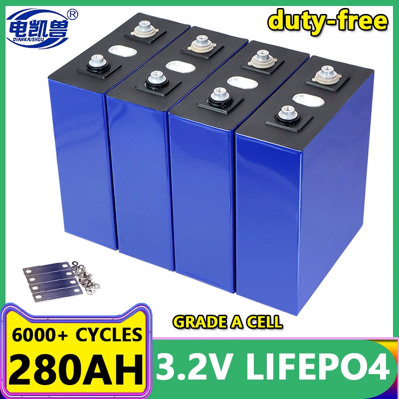 3.2V 280Ah LiFePO4 battery Lithium iron phosphate battery pack for 4S 8S 12V 24V 48V Golf Cart Yacht solar RV Grade A cells