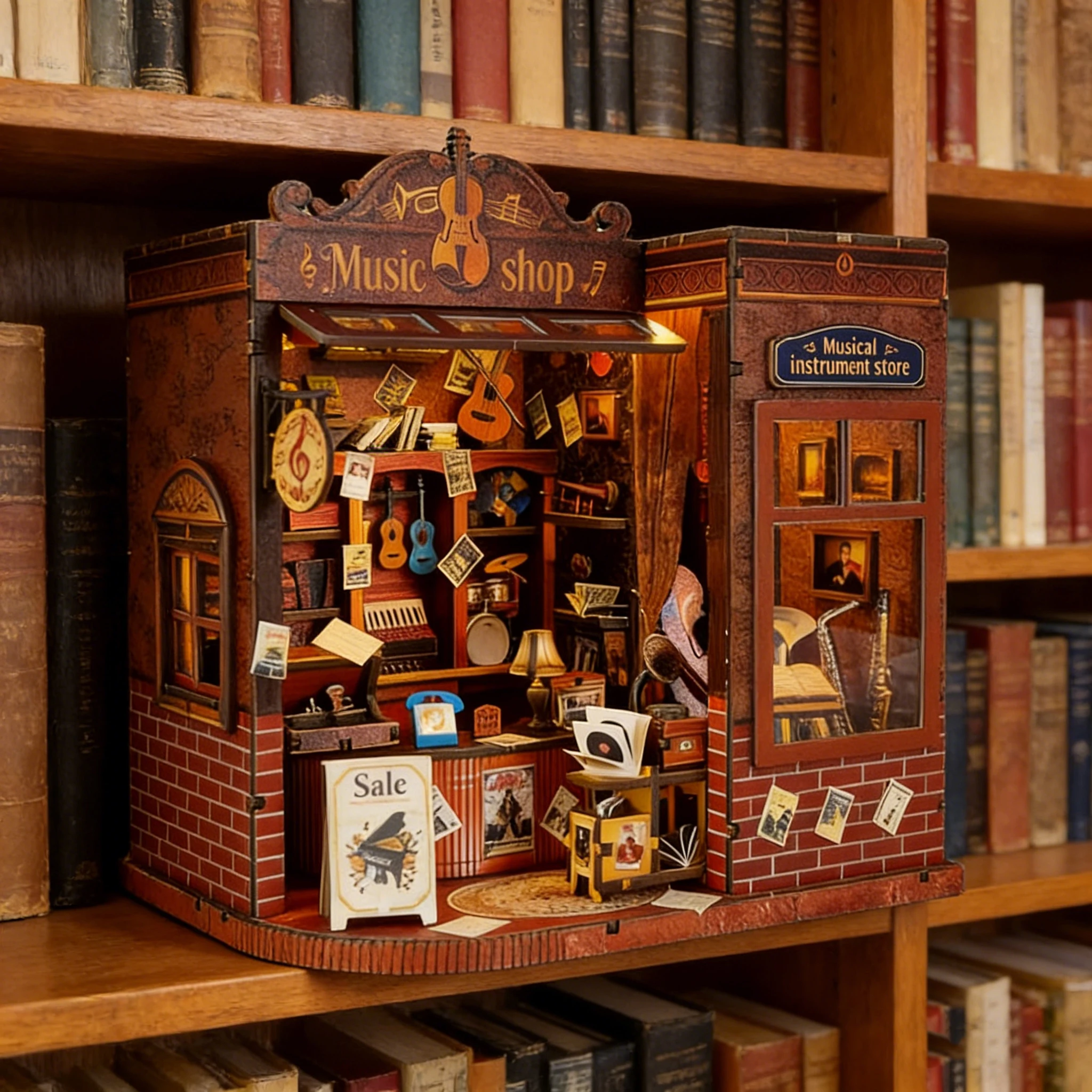 

DIY Wooden Musical Instrument Store Miniature Model Kits With Furniture LED Lights Dollhouse for Friends Birthday Gifts