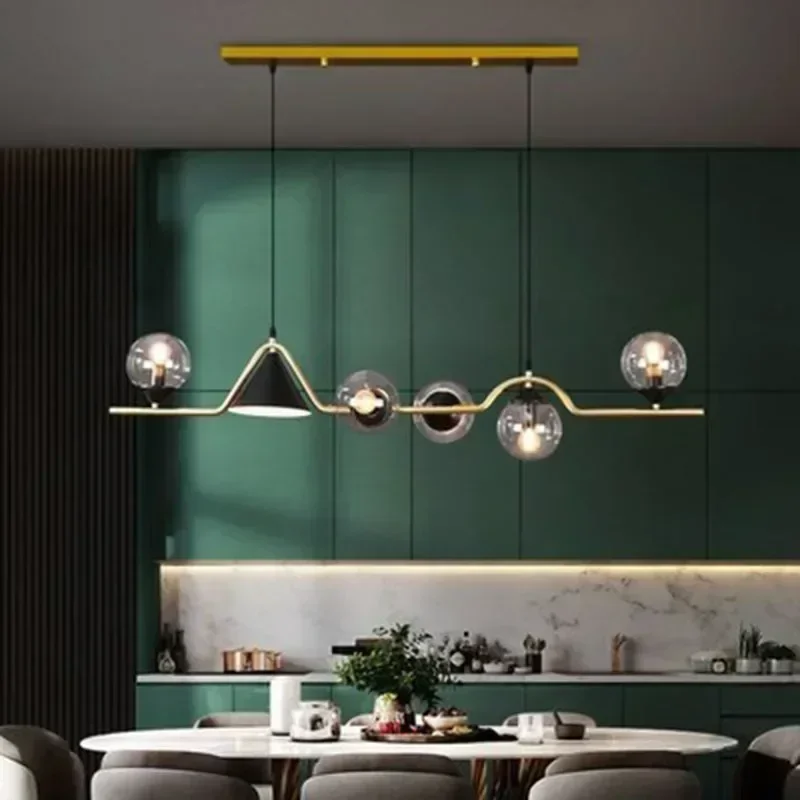 Modern Glass Ceiling Pendant Light Minimalism Table DiningRoom Kitchen Lsland Chandelier Suspension Glasses Hanging Lamps