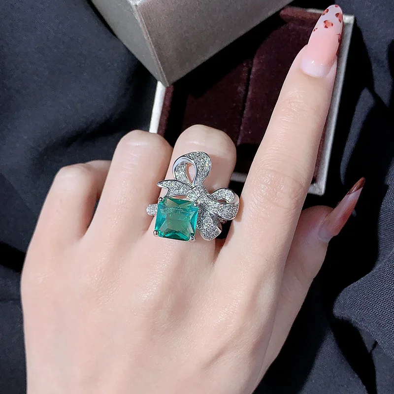 여성용 빛나는 지르콘 반지, 가벼운 럭셔리 하이 엔드 실버, 925 활 링, 파티 웨딩 파인 쥬얼리, 캐주얼 스타일 패션