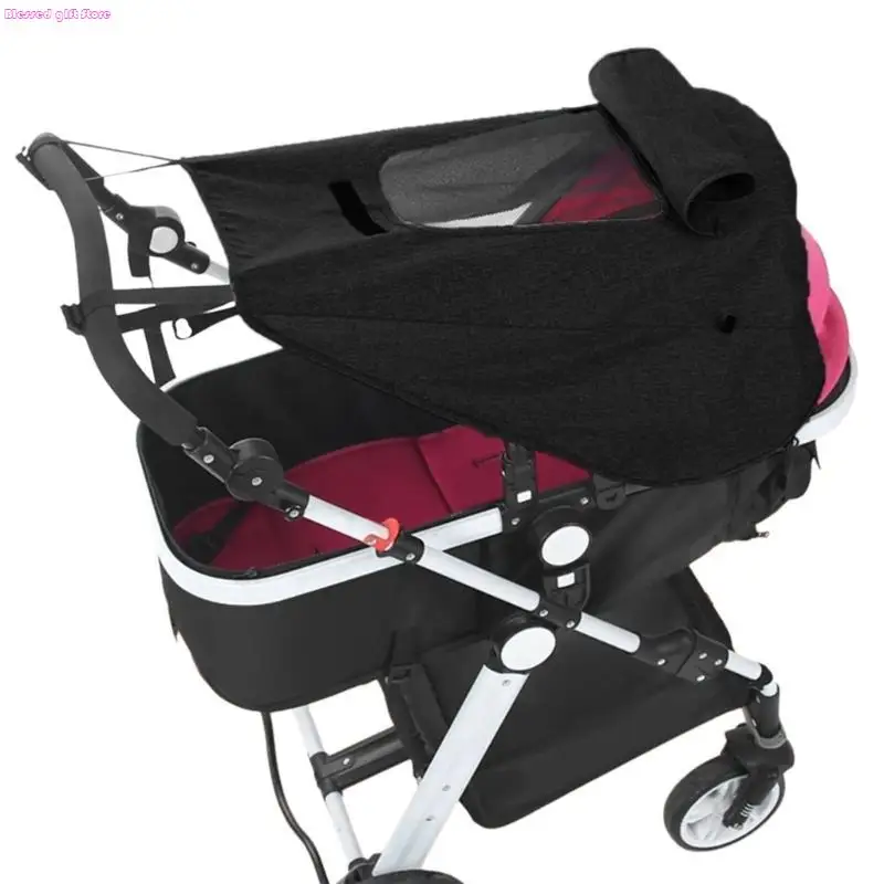 D0JC Baby Strollers Sunshade Protective Cover Universal Full Canopy Umbrella Cart Sun Shade Windproof Detachable