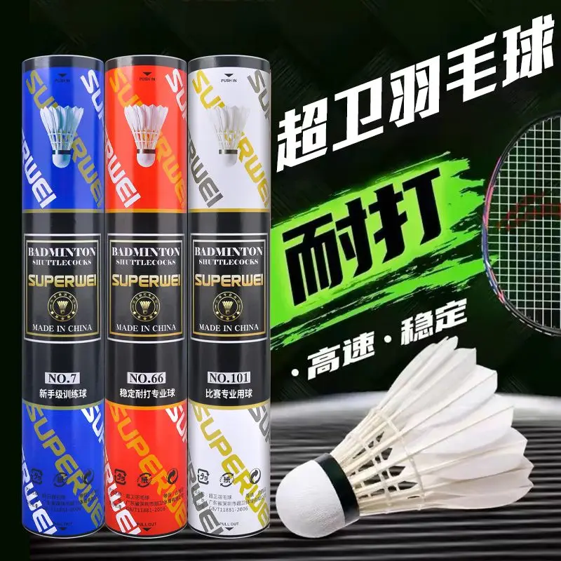 12pcs Durable and High Elasticity Outdoor Windproof Professional Training and Competition Specific Club Shuttlecock for Students