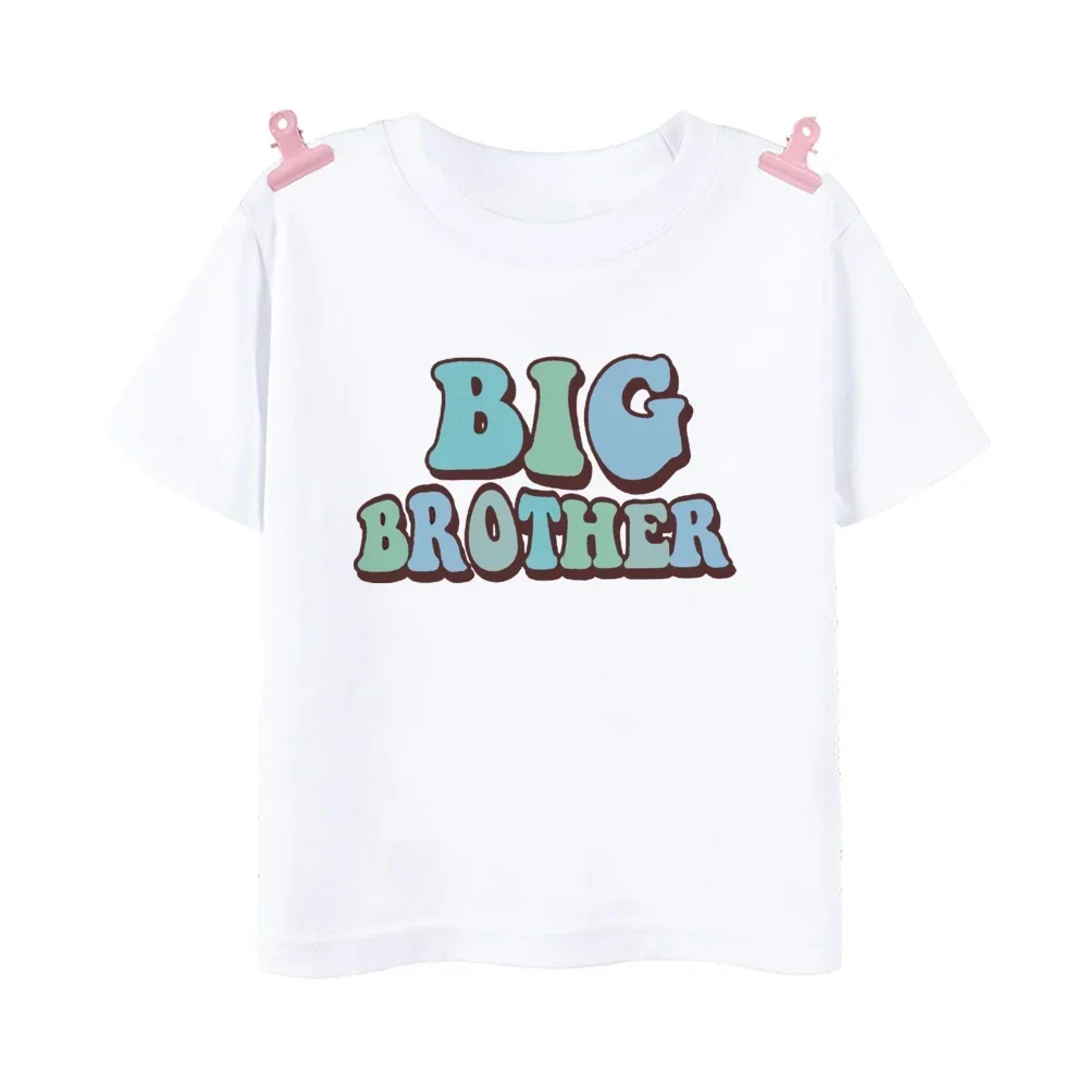 Big Sister Little Brother Print T-shirt  Boy Girl Matching Outfit Tops Summer Sibling T Shirt Retro Family Look Outfit Child Tee