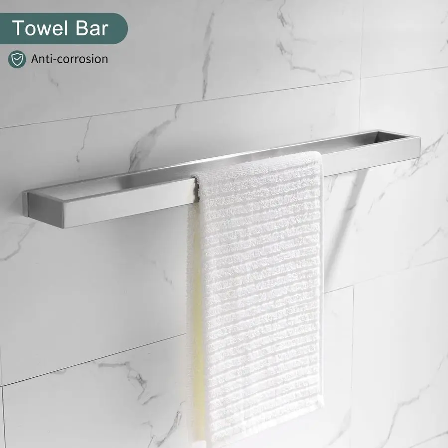 مجموعة إكسسوارات أجهزة الحمام المصقولة مكونة من 4 قطع من قضيب المناشف المصنوع من النيكل المصقول، مجموعة رفوف المناشف مقاس 23.6 بوصة SUS304 من الفولاذ المقاوم للصدأ