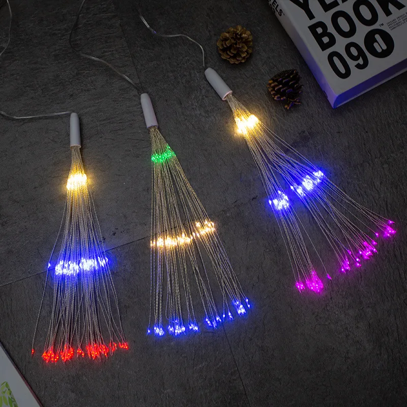 LED -powered firework dandelion string outdoor waterproof solar copper wire lights for lawns