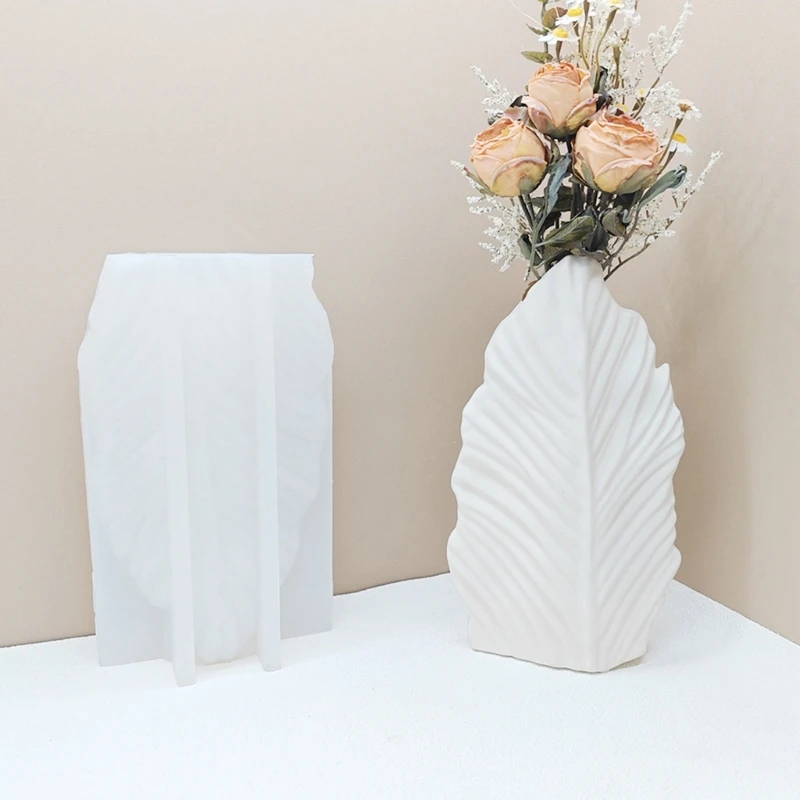 Silicone Vase Molds Leaf Flower Container Moulds Unique Jewelry Jars Molds Silicone Texture for Hand-Making Crafts