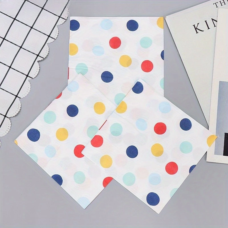 20/60pcs Colorful Double-Layer Paper Napkins with Polka Dot 