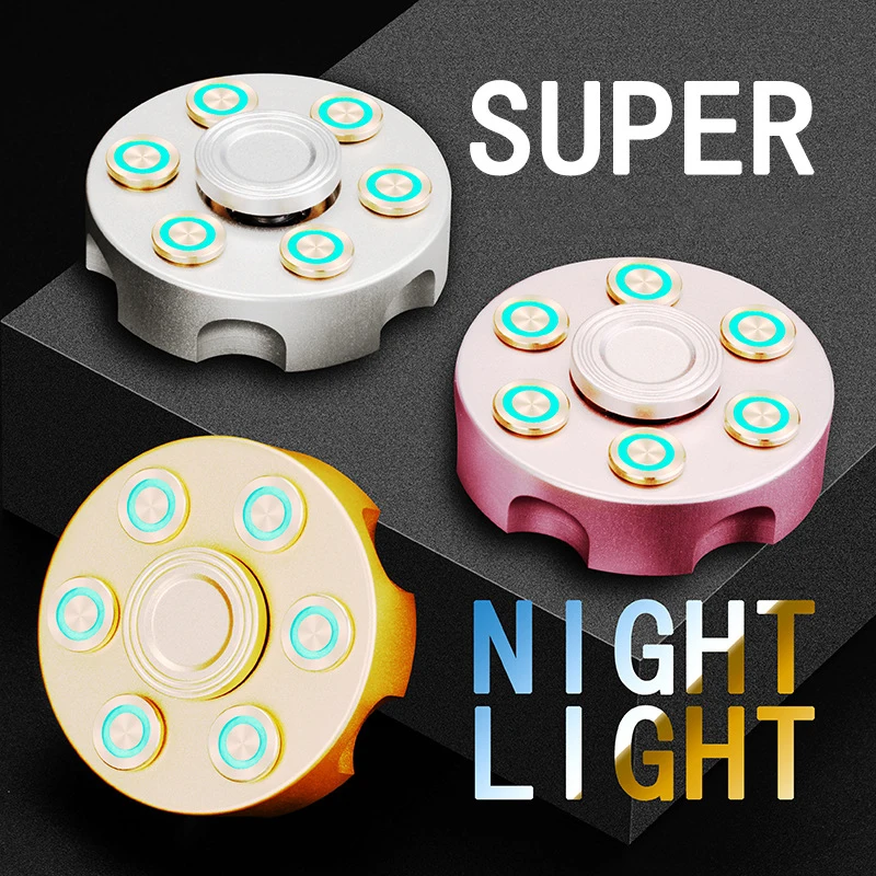 Fidget spinner metal fidget cubo brinquedos sensoriais gadget luminoso dedo mão spinner giroscópio edc brinquedo de descompressão para anti stree