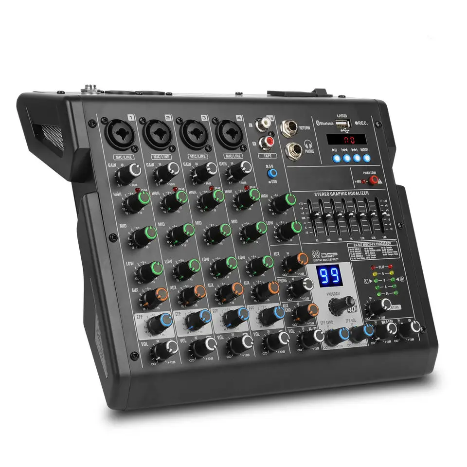 OEM B6 Professional Built in 99 Types of DSP Effect 6 Channels Digital Sound Mixing Console USB Audio Mixer