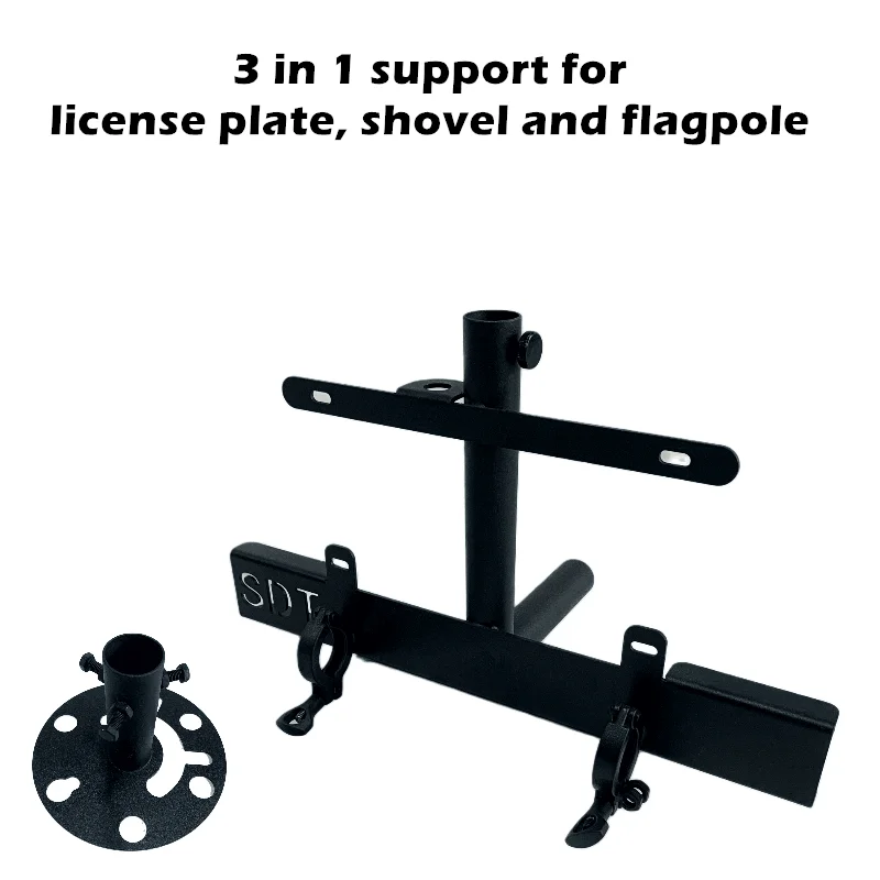 3 in 1 Support for License Plate, Shovel and Flagpole Holder FlagPole Mount for Truck Universal Car Hitch Mount Flagpole Holder