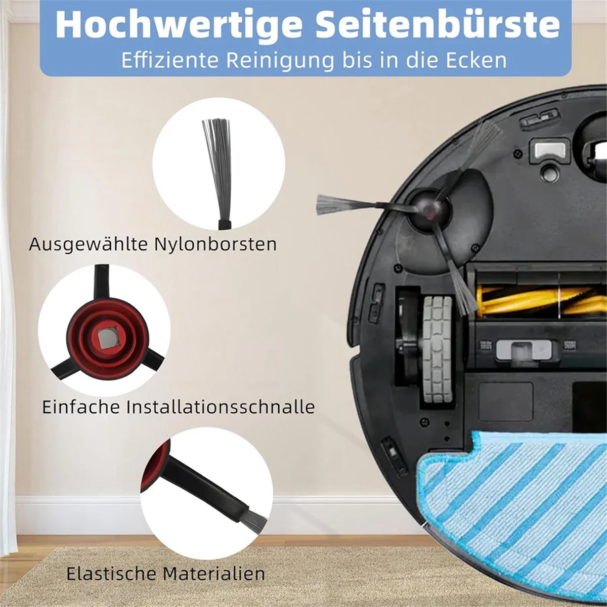 N99R Für Ecovacs Deebot N8 / N8+ / N8 Pro / N8 Pro+ / T9 / T9+ / N10+, OZMO 950/920 / T8 / T8+ Hauptseitenbürste Hepa-Filter