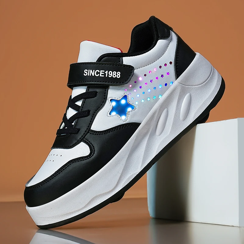 

Новые туфли на колесиках для мальчиков 2025: 2-колесные крутые многолегкие роликовые кроссовки, коньки для девочек для студентов