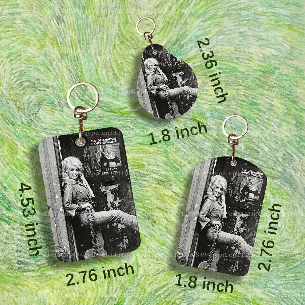 Jolene D-Dolly Parton Leather 2 Sided ID Card Holder with Keychain Executive Protection For Bank Credit Subway Bus Case