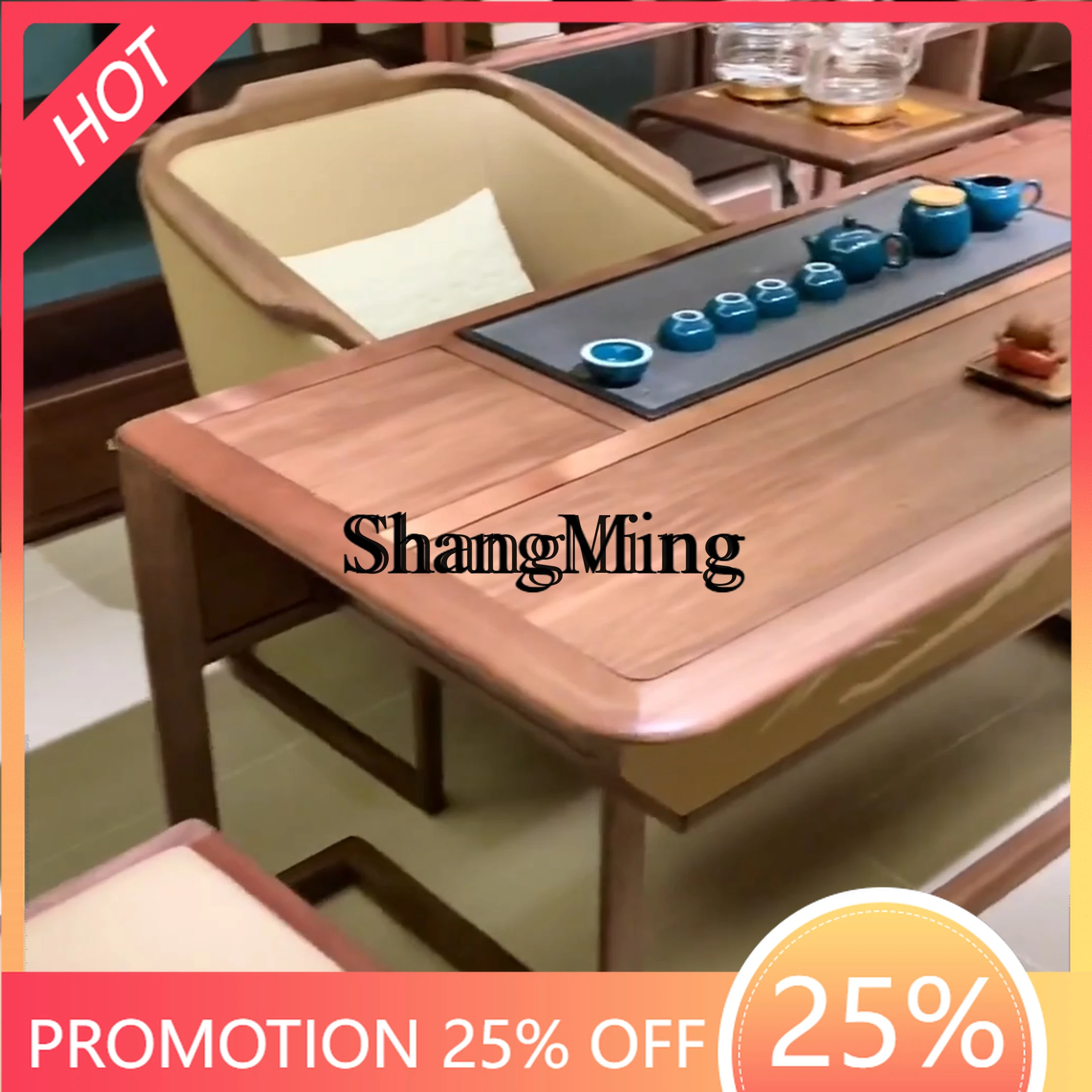 

Красивый новый китайский чайный стол и стулья из массива черного дерева для офиса или чайной комнаты.