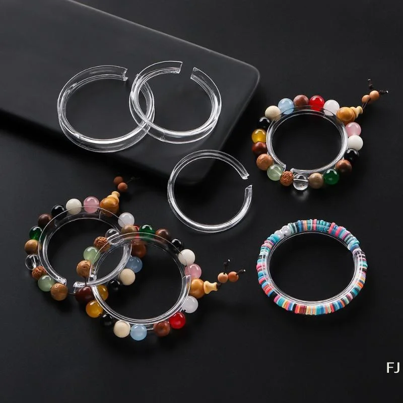 [YU]10pcs 57mm Transparent Round Bracelet Holder Stand Organizer Display Shelves Findings Jewelry Accessories Making Supplies