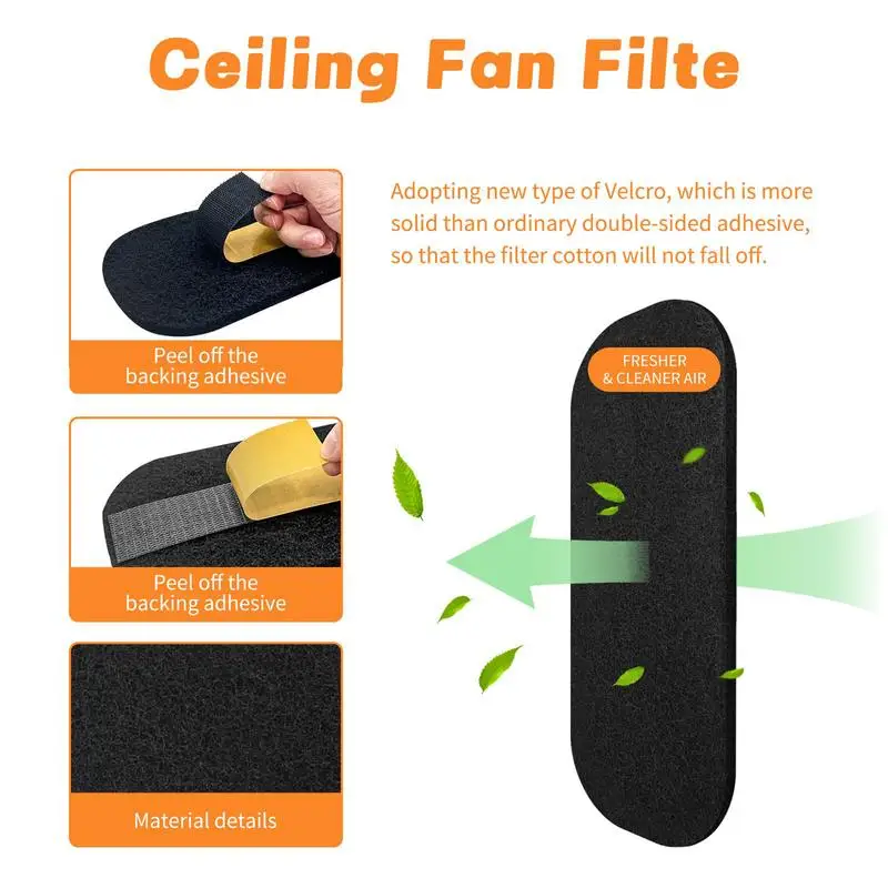 Ceiling Fan Air Purifier Pads Activated Coconut Charcoal Dust Pads Odor Eliminator Filters Invisible Fan Dust Pad For Restaurant