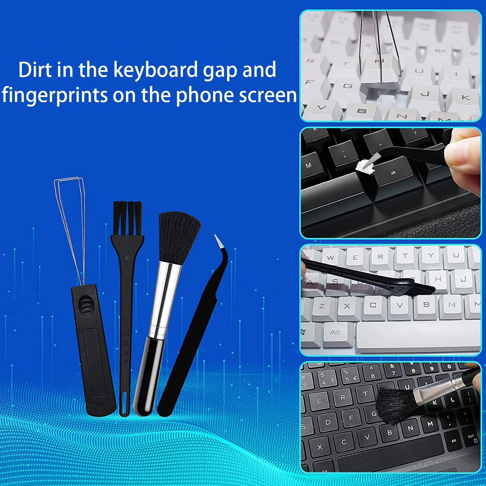 Keyboard Cleaning Kit Key Cap Remover Tool Laptop Computer Cleaner Brush Multi-Tool Cleaning Kit With Keycap Puller Tweezer