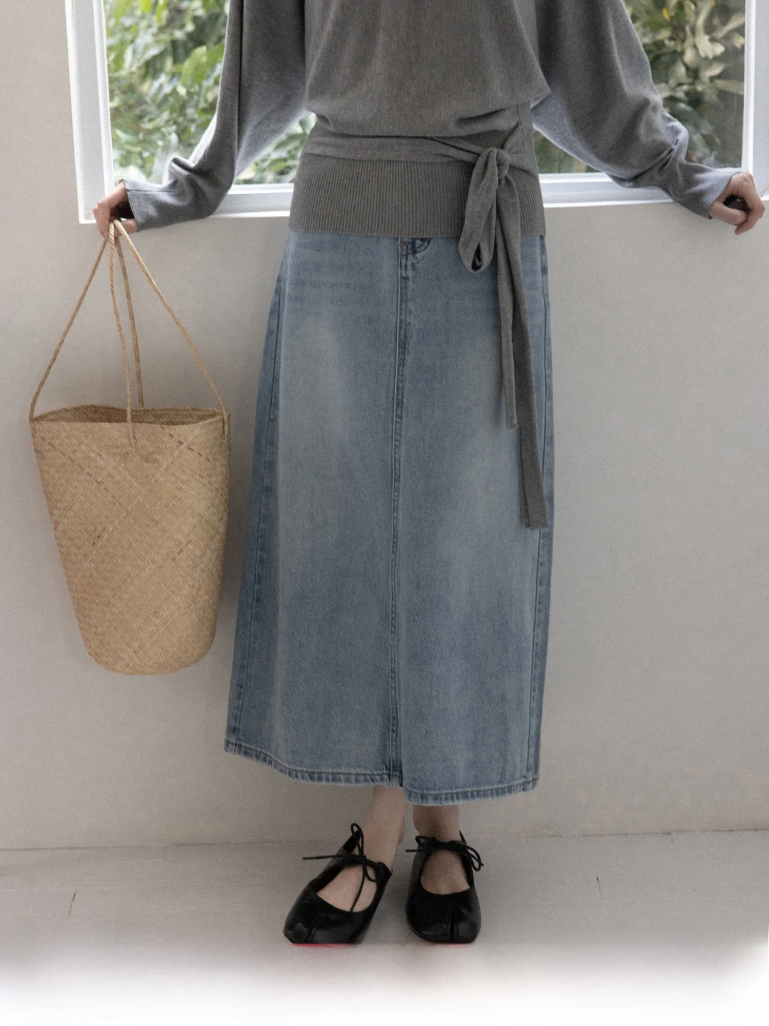 

Юбка А-силуэта с высокой талией, женская, синяя, в стиле ретро, корейская, весенне-летняя, повседневная, удобная, хлопковая, длинная