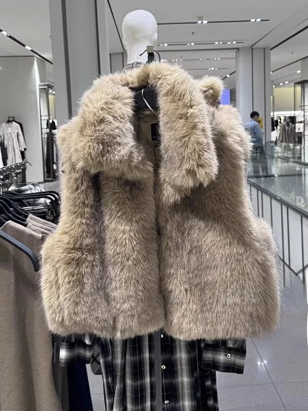 

Fall Winter New Arrival Women's Svel Vest Fake Fur Effect High-End Feel Commute Sle ort Length Other 00% Material