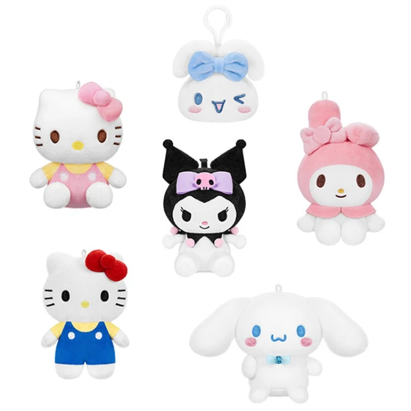 

New Sanrio Hello Kitty Cartoon Keychain Anime Stuffed Doll Couple Backpack Charms Bags Keyring Kawaii Girl Birthday Gift