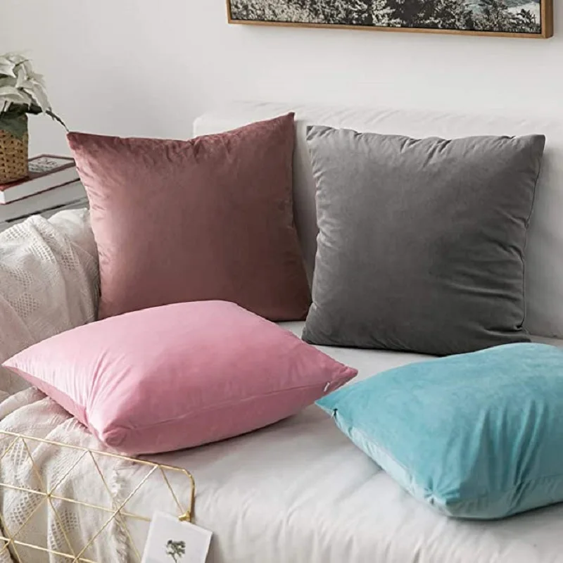 Maßgefertigter Kissenbezug aus Holländischem Samt 30x50cm 40/45/50/55/60cm Einfarbig für Bett, Sofa, Auto und Heimdekoration in Flieder – Detail 6